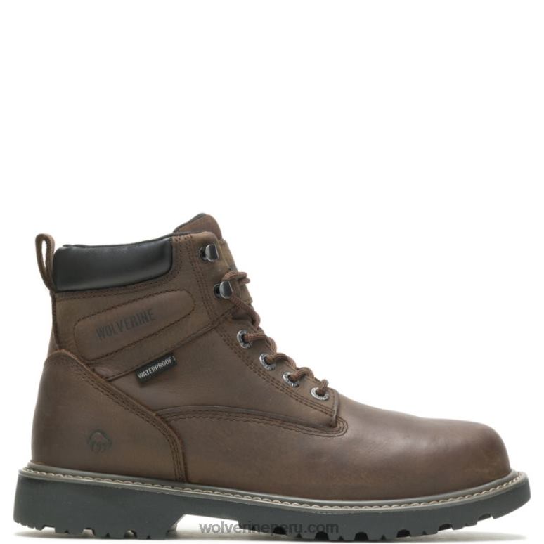 hombres L24N13 Wolverine marron oscuro Bota de trabajo Floorhand impermeable con punta de acero de 6"