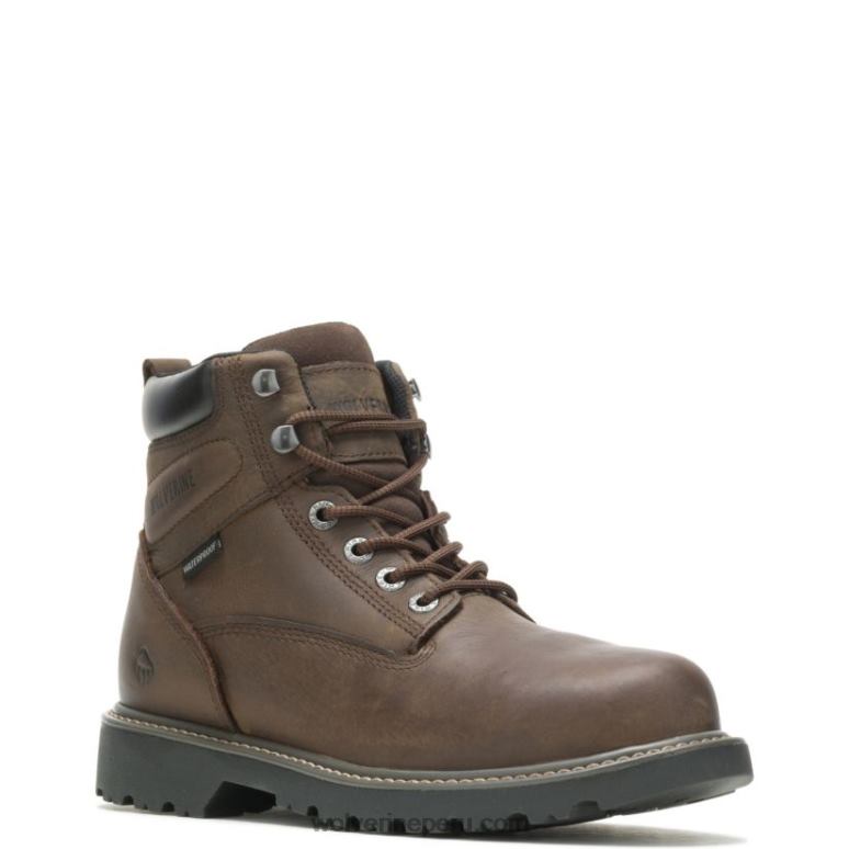 hombres L24N13 Wolverine marron oscuro Bota de trabajo Floorhand impermeable con punta de acero de 6