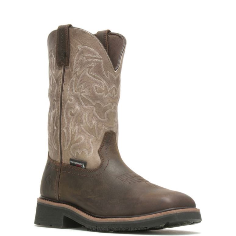 hombres L24N64 Wolverine topo/marrón botas de trabajo impermeables con puntera de acero rancher
