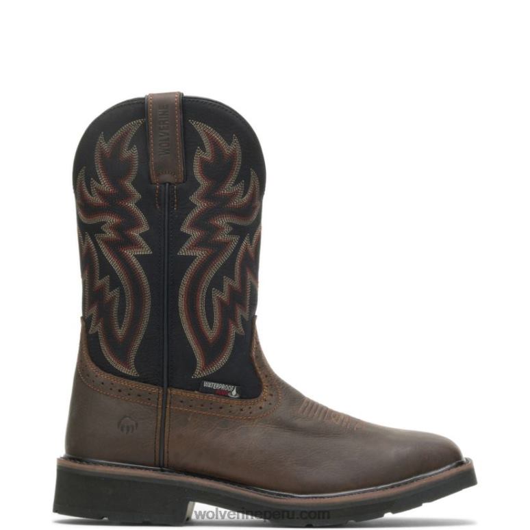 hombres L24N70 Wolverine marrón oscuro botas de agua impermeables con puntera de acero rancher