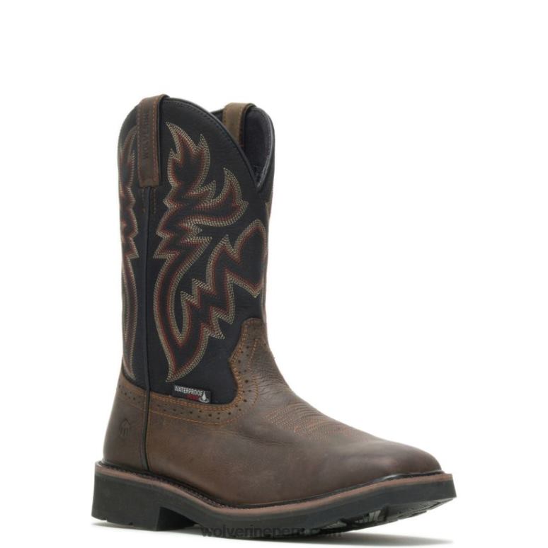 hombres L24N70 Wolverine marrón oscuro botas de agua impermeables con puntera de acero rancher