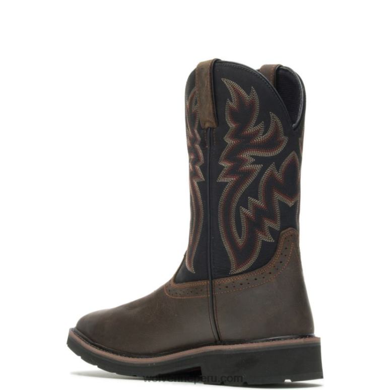 hombres L24N70 Wolverine marrón oscuro botas de agua impermeables con puntera de acero rancher