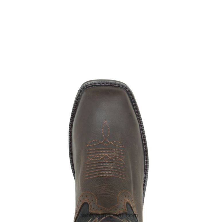 hombres L24N70 Wolverine marrón oscuro botas de agua impermeables con puntera de acero rancher