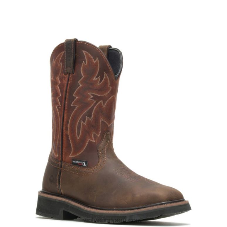 hombres L24N72 Wolverine óxido/marrón botas de agua impermeables con puntera de acero rancher