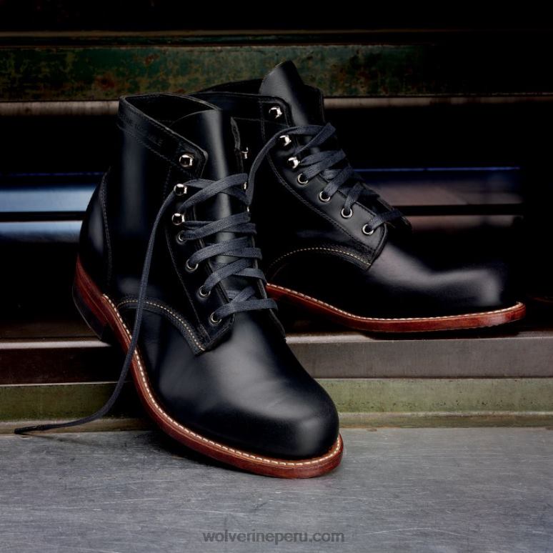 hombres L24N193 Wolverine negro Bota original de 1000 millas con punta lisa