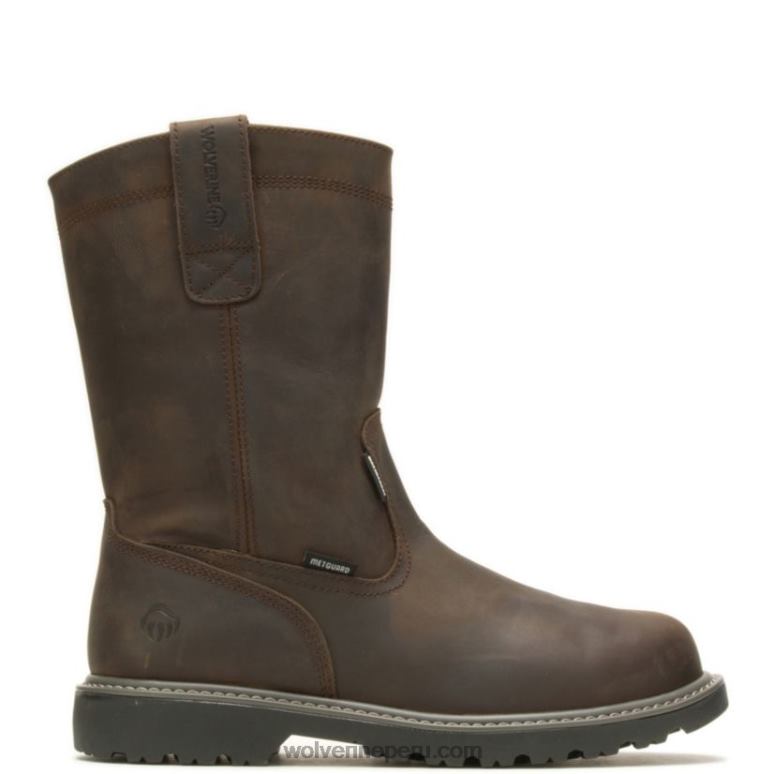 hombres L24N150 Wolverine marron oscuro bota de trabajo wellington con puntera de acero met-guard Floorhand
