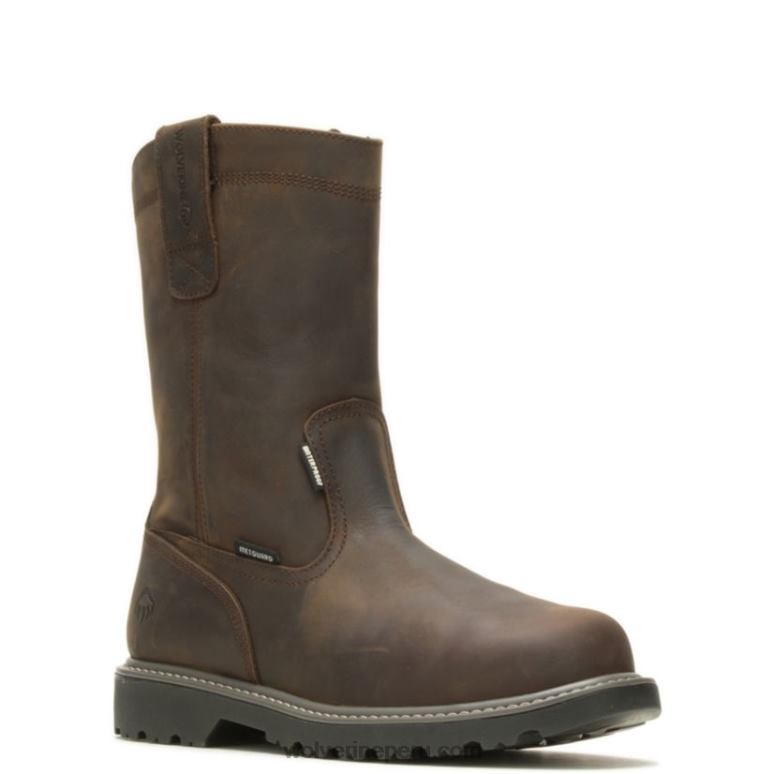 hombres L24N150 Wolverine marron oscuro bota de trabajo wellington con puntera de acero met-guard Floorhand