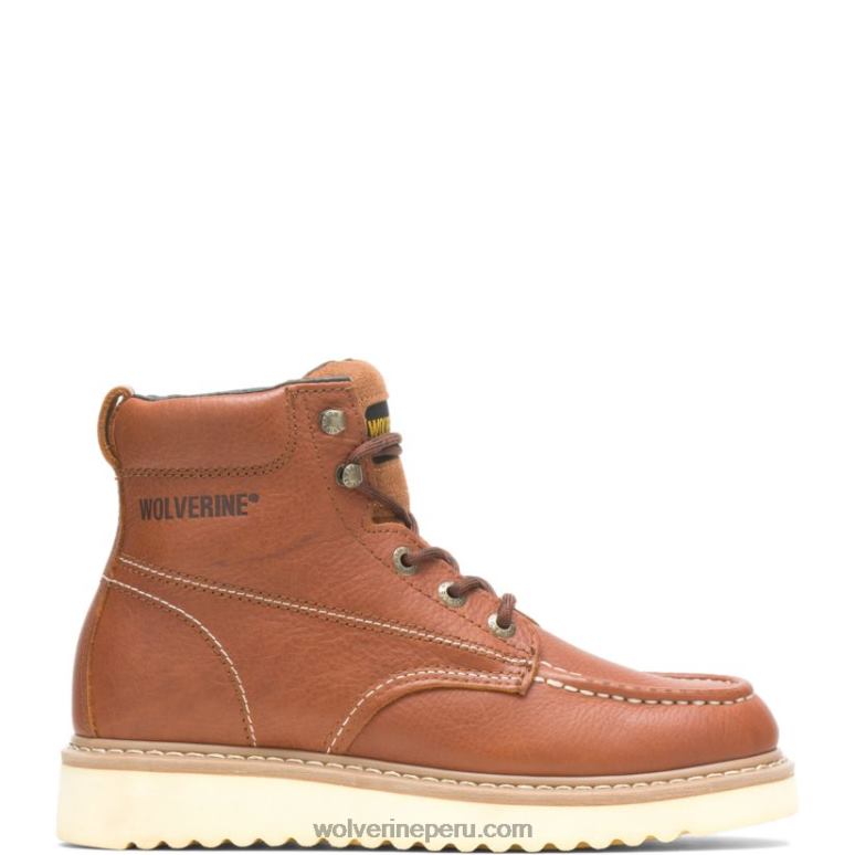 hombres L24N23 Wolverine broncearse bota de trabajo eh 6" con puntera de acero y moc-toe