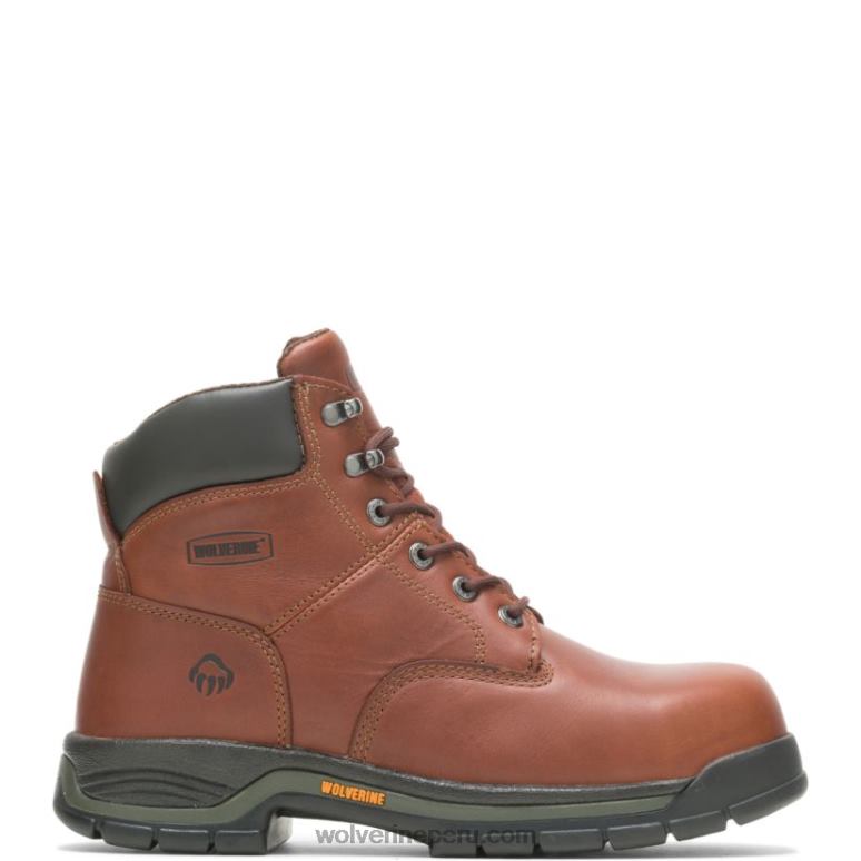 hombres L24N29 Wolverine marrón bota de trabajo Harrison con cordones y punta de acero de 6"