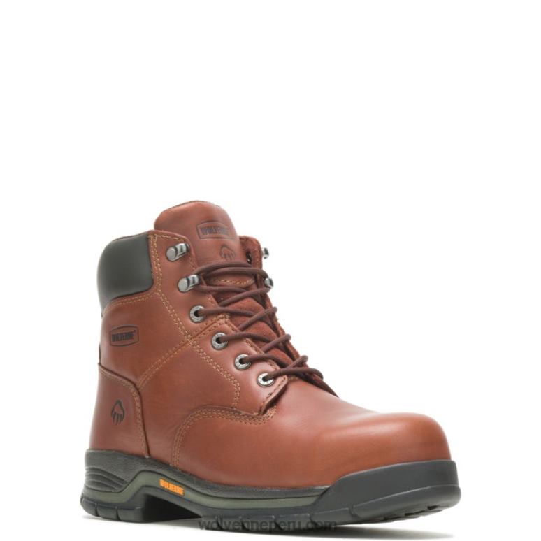 hombres L24N29 Wolverine marrón bota de trabajo Harrison con cordones y punta de acero de 6