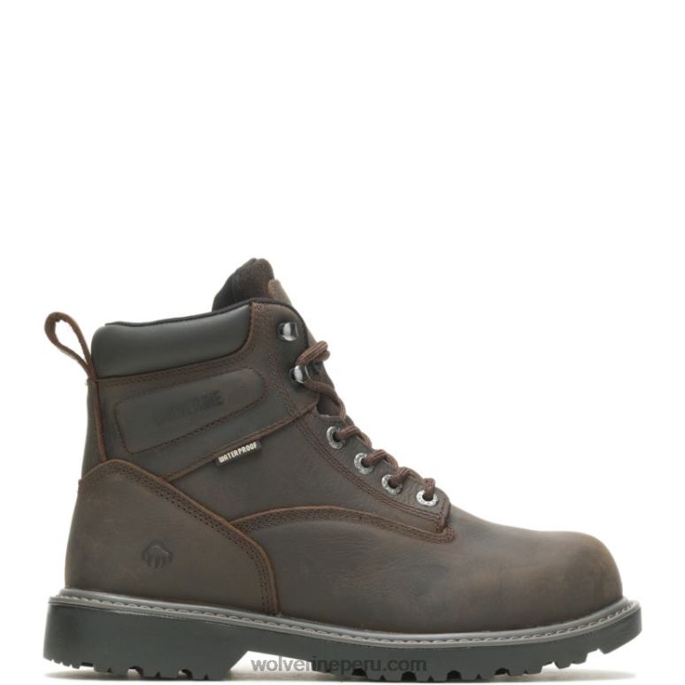 hombres L24N54 Wolverine marron oscuro Bota de trabajo con punta de acero de 6" con aislamiento para piso