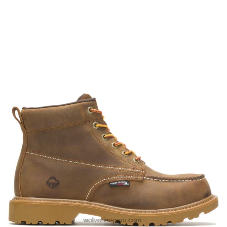 hombres L24N59 Wolverine broncearse Bota de trabajo Floorhand con punta de moc de 6" y punta de acero