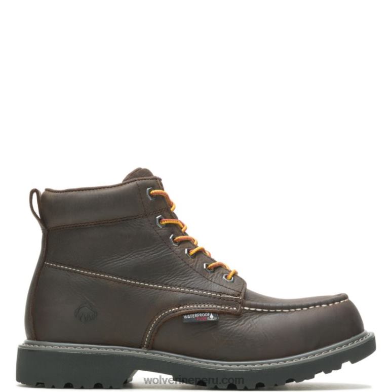 hombres L24N60 Wolverine marron oscuro Bota de trabajo Floorhand con punta de moc de 6" y punta de acero