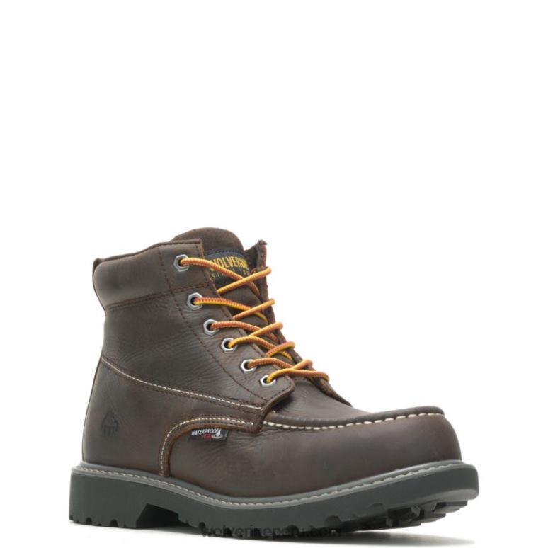 hombres L24N60 Wolverine marron oscuro Bota de trabajo Floorhand con punta de moc de 6