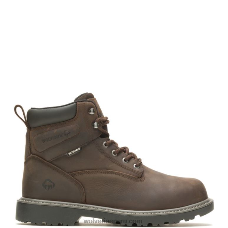 hombres L24N73 Wolverine marron oscuro Bota de trabajo Floorhand Met-Guard de 6" con punta de acero
