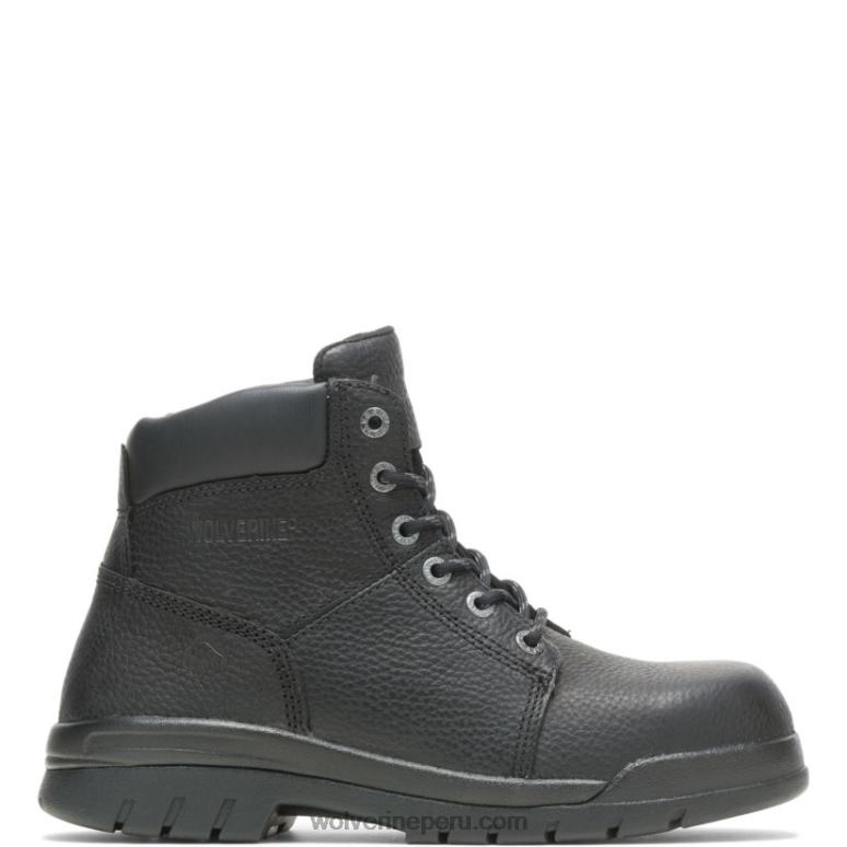 hombres L24N84 Wolverine negro bota de trabajo marquette con punta de acero de 6"