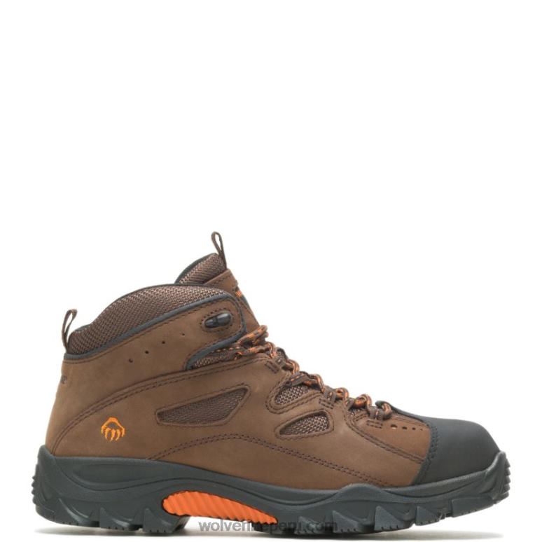 hombres L24N89 Wolverine marrón oscuro/negro bota de trabajo hudson con punta de acero