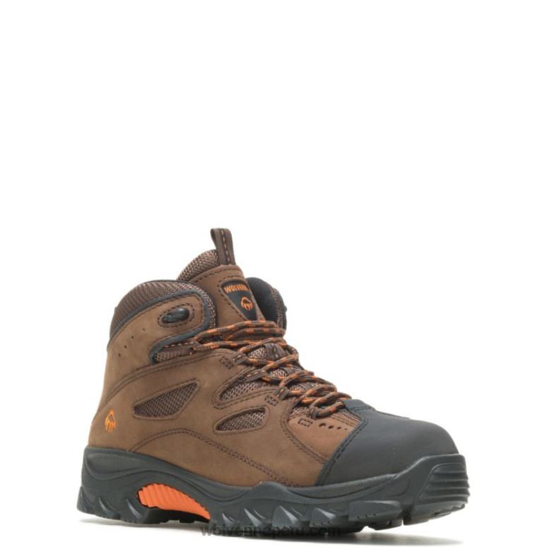 hombres L24N89 Wolverine marrón oscuro/negro bota de trabajo hudson con punta de acero