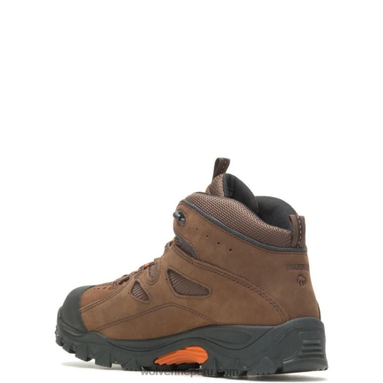 hombres L24N89 Wolverine marrón oscuro/negro bota de trabajo hudson con punta de acero