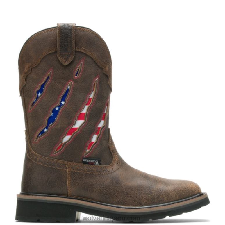 hombres L24N92 Wolverine marrón/bandera Botas de agua con puntera de acero y garra ranchera