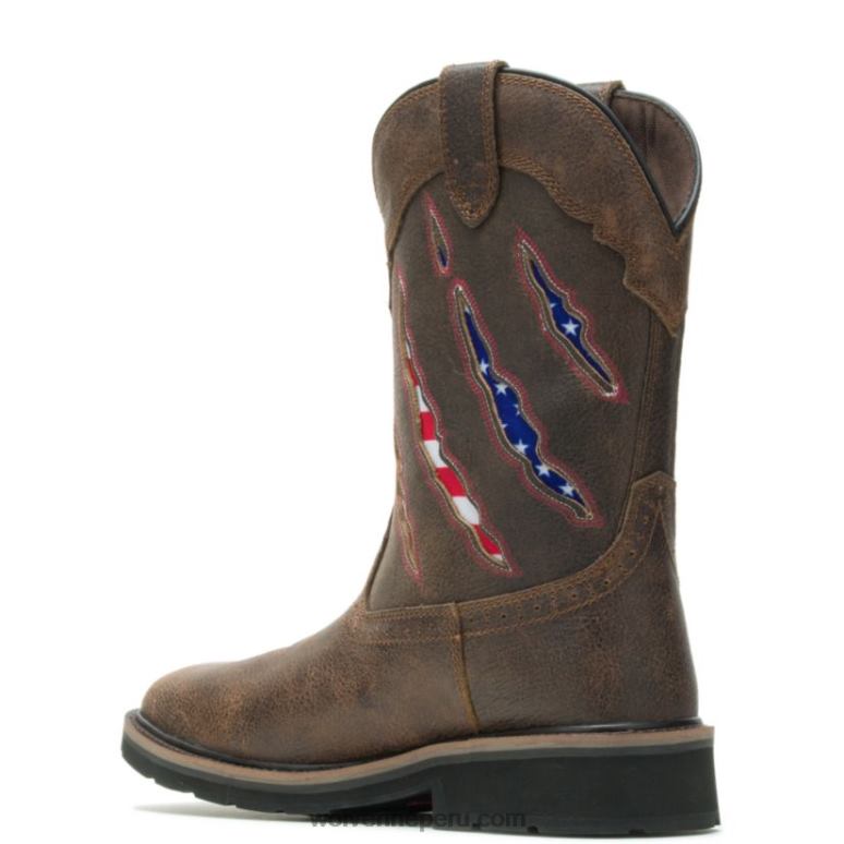 hombres L24N92 Wolverine marrón/bandera Botas de agua con puntera de acero y garra ranchera