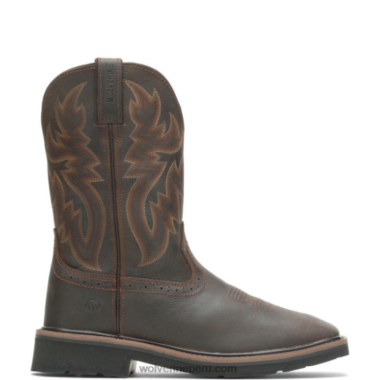 hombres L24N116 Wolverine marrón oscuro/óxido botas de agua con puntera cuadrada y puntera de acero rancher