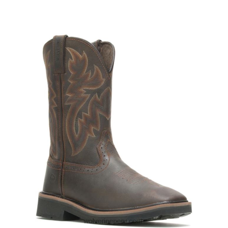 hombres L24N116 Wolverine marrón oscuro/óxido botas de agua con puntera cuadrada y puntera de acero rancher