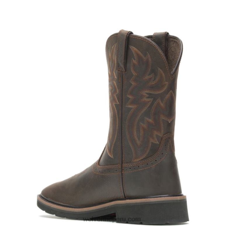 hombres L24N116 Wolverine marrón oscuro/óxido botas de agua con puntera cuadrada y puntera de acero rancher