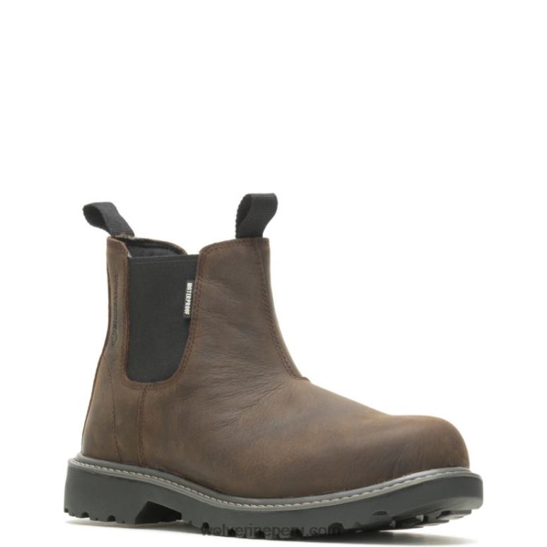 hombres L24N25 Wolverine marron oscuro romeo de trabajo con punta de acero