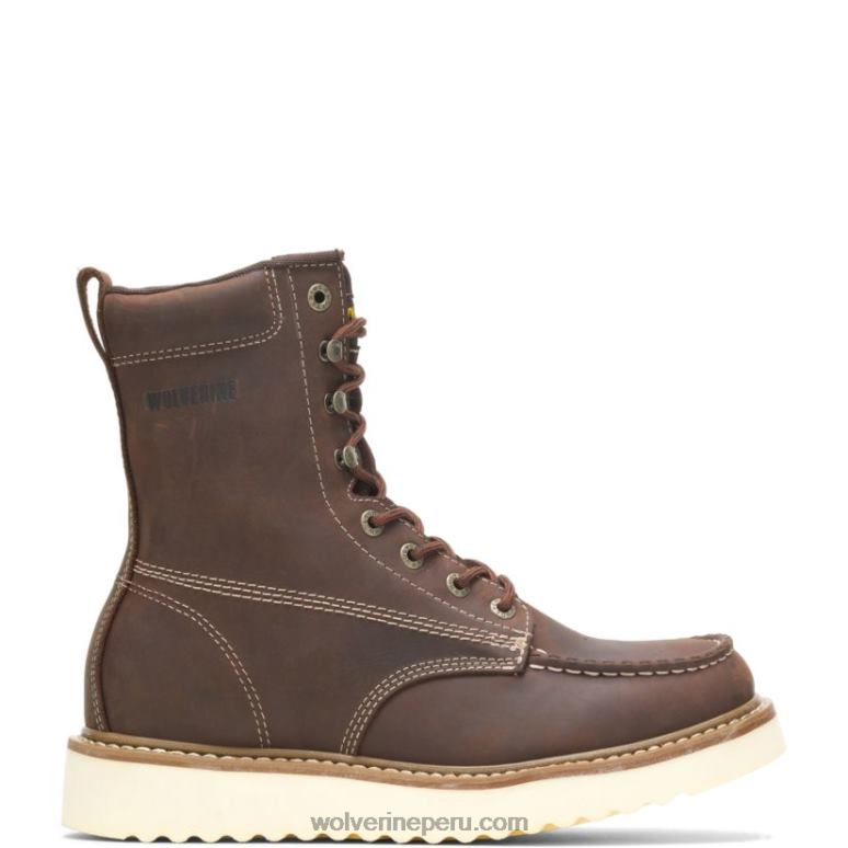 hombres L24N37 Wolverine marrón bota de cuña con punta de acero de 8"