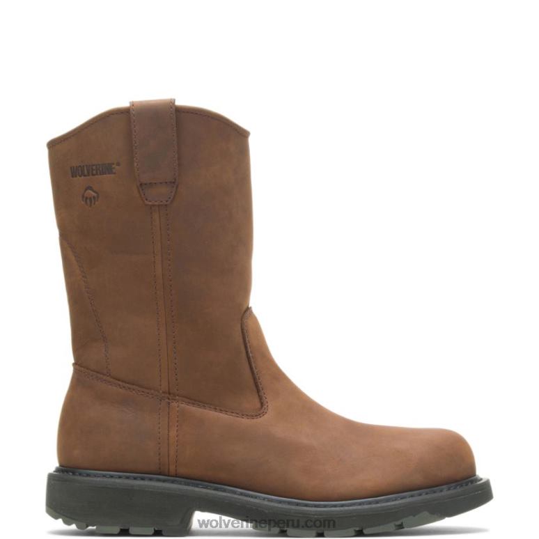 hombres L24N56 Wolverine marron oscuro Wellington con puntera de acero dd work