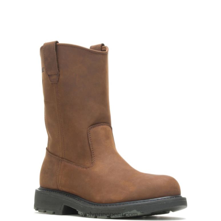 hombres L24N56 Wolverine marron oscuro Wellington con puntera de acero dd work