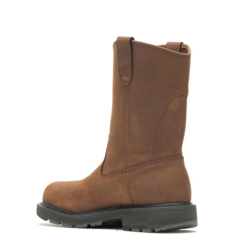 hombres L24N56 Wolverine marron oscuro Wellington con puntera de acero dd work