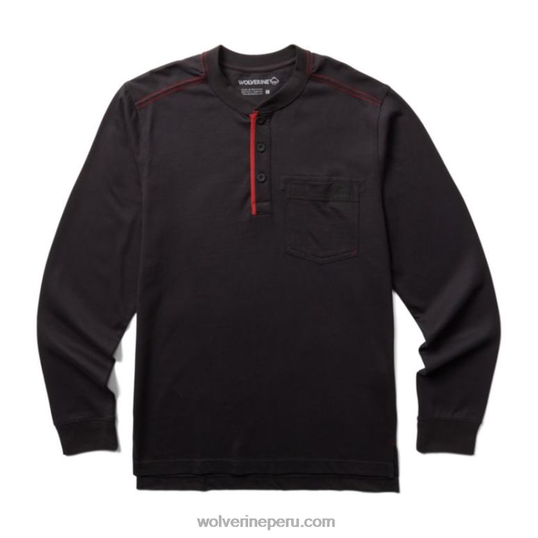 hombres L24N253 Wolverine negro henley guardián de manga larga de algodón