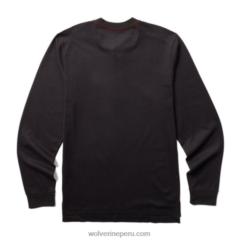 hombres L24N253 Wolverine negro henley guardián de manga larga de algodón