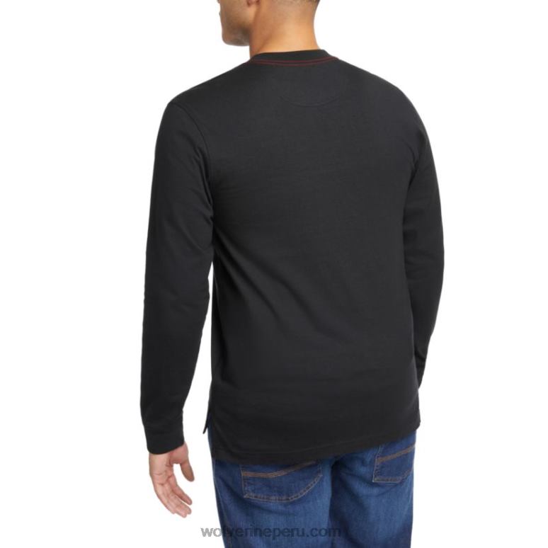 hombres L24N253 Wolverine negro henley guardián de manga larga de algodón