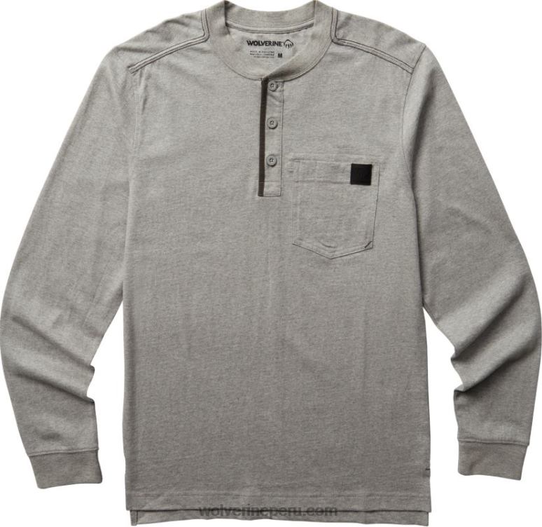 hombres L24N254 Wolverine brezo gris claro henley guardián de manga larga de algodón