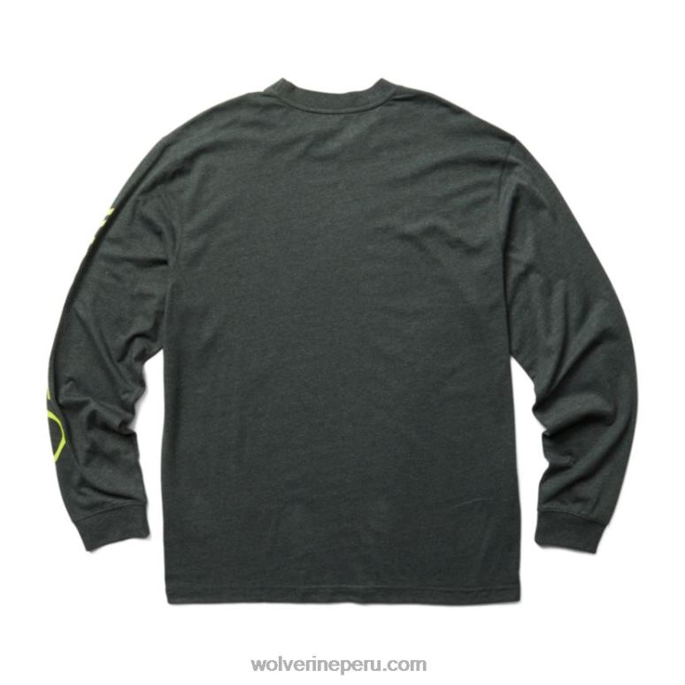 hombres L24N255 Wolverine brezo gris oscuro gráfico de manga larga - logo de manga