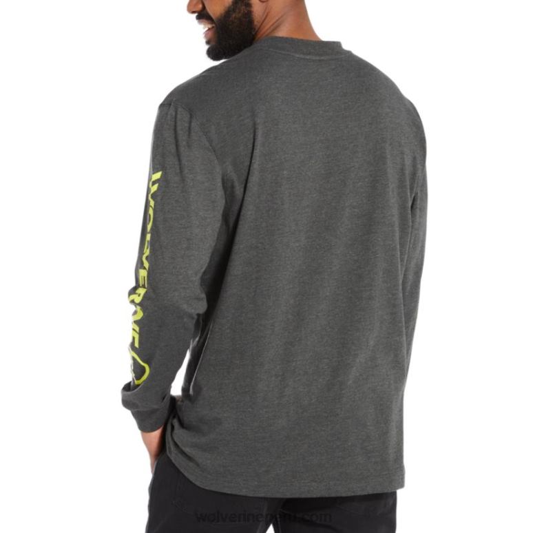 hombres L24N255 Wolverine brezo gris oscuro gráfico de manga larga - logo de manga