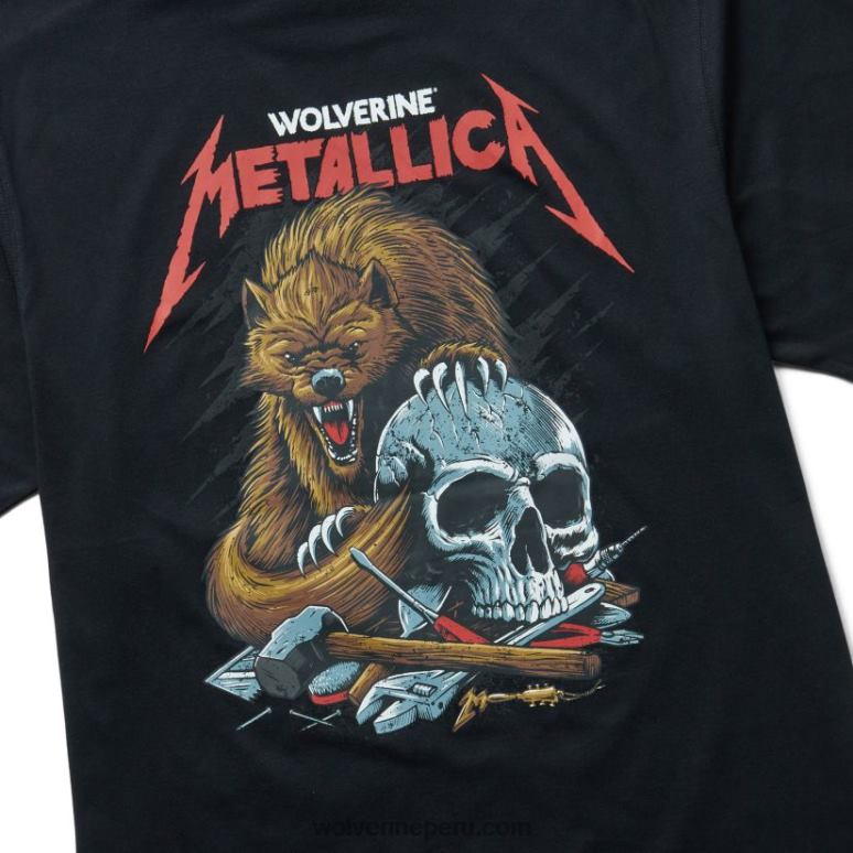 hombres L24N319 Wolverine negro camiseta gráfica de la colección de estudiosos de metallica