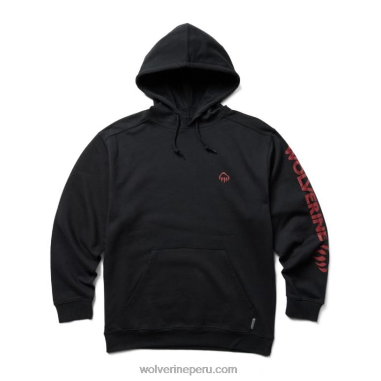 hombres L24N234 Wolverine negro logo gráfico en la manga con capucha