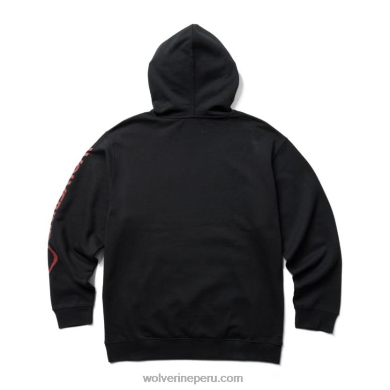 hombres L24N234 Wolverine negro logo gráfico en la manga con capucha