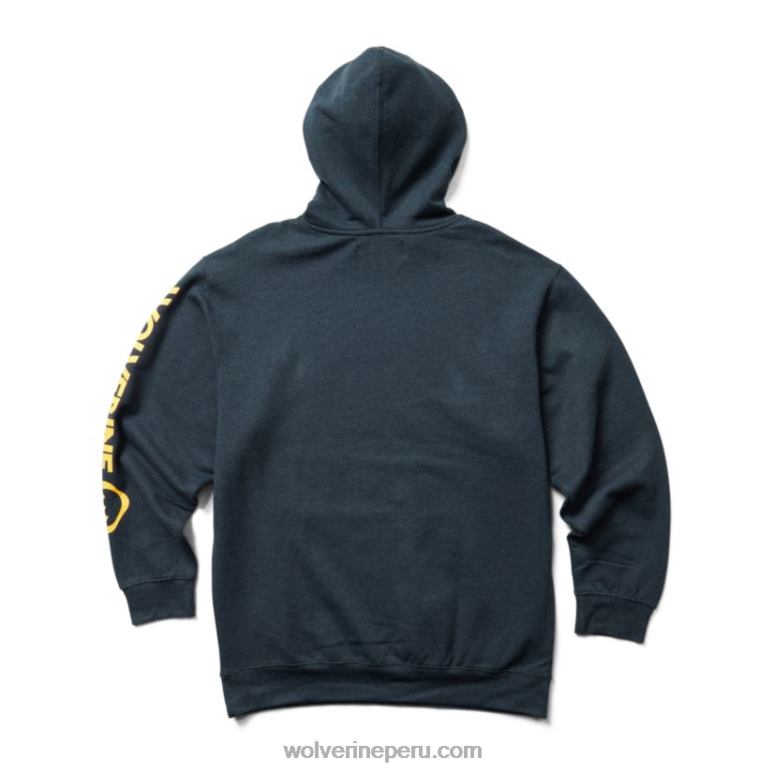 hombres L24N235 Wolverine brezo azul marino oscuro logo gráfico en la manga con capucha