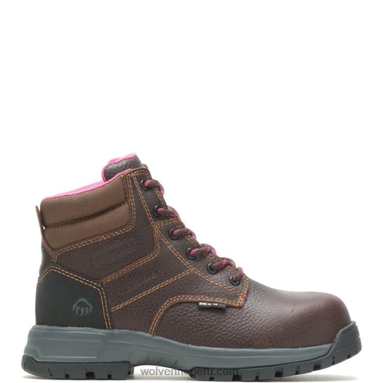 mujer L24N102 Wolverine marrón bota de trabajo impermeable piper con punta de material compuesto de 6"