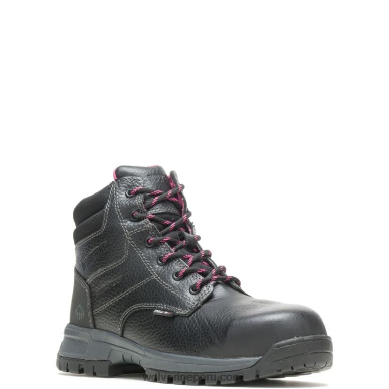 mujer L24N103 Wolverine negro bota de trabajo impermeable piper con punta de material compuesto de 6