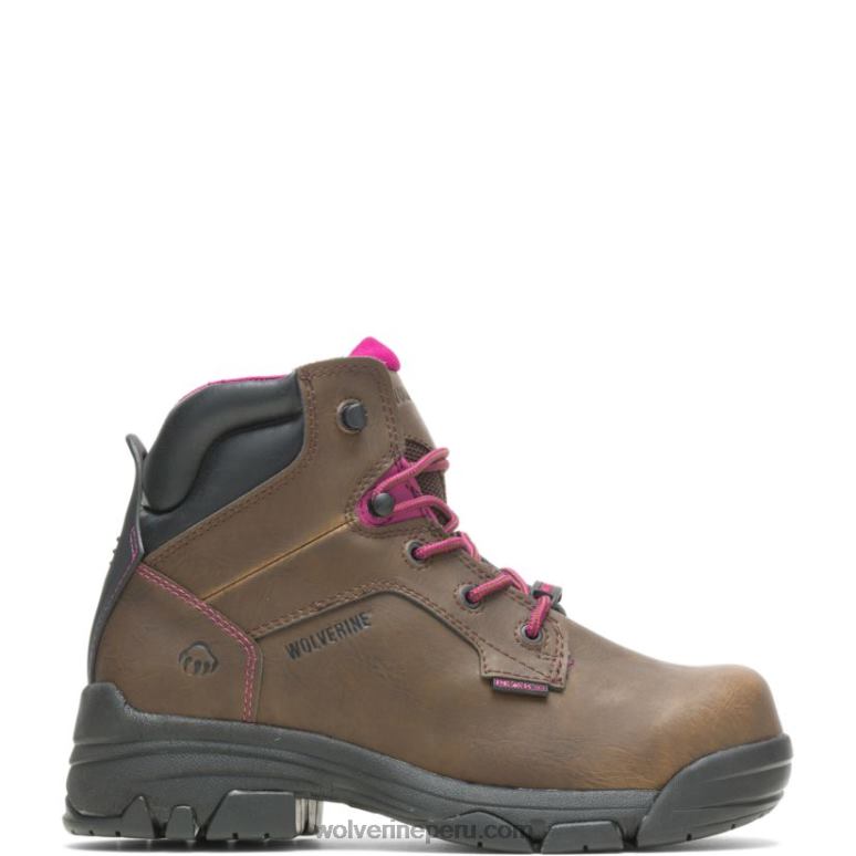 mujer L24N58 Wolverine marrón bota de trabajo merlin impermeable con punta de material compuesto de 6"