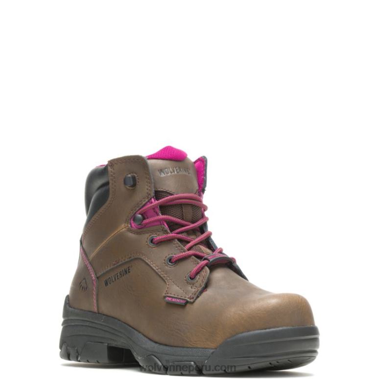 mujer L24N58 Wolverine marrón bota de trabajo merlin impermeable con punta de material compuesto de 6